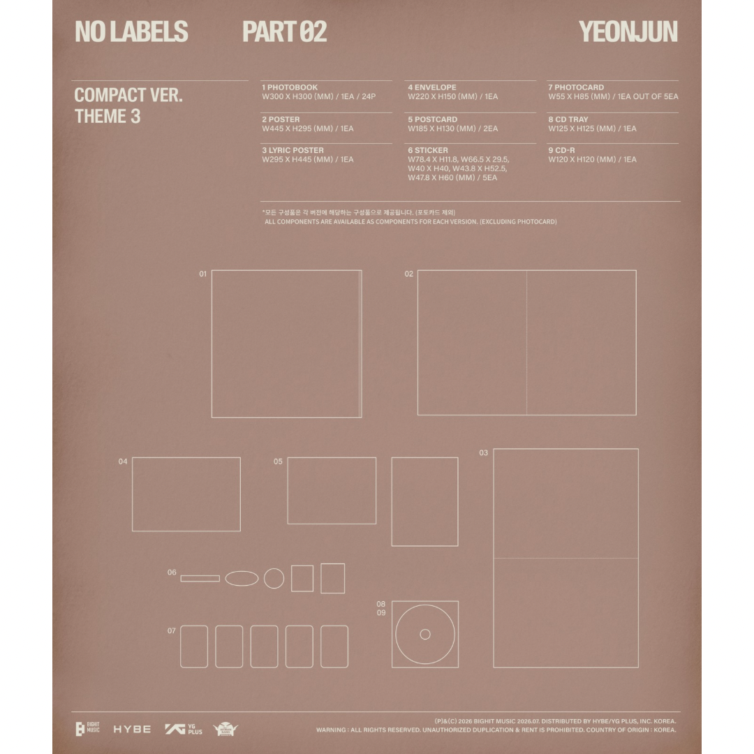 (PRE-ORDER) YEONJUN (TXT) - NO LABELS: PART 02 (COMPACT VER.) (3 VERSIONS) RANDOM
