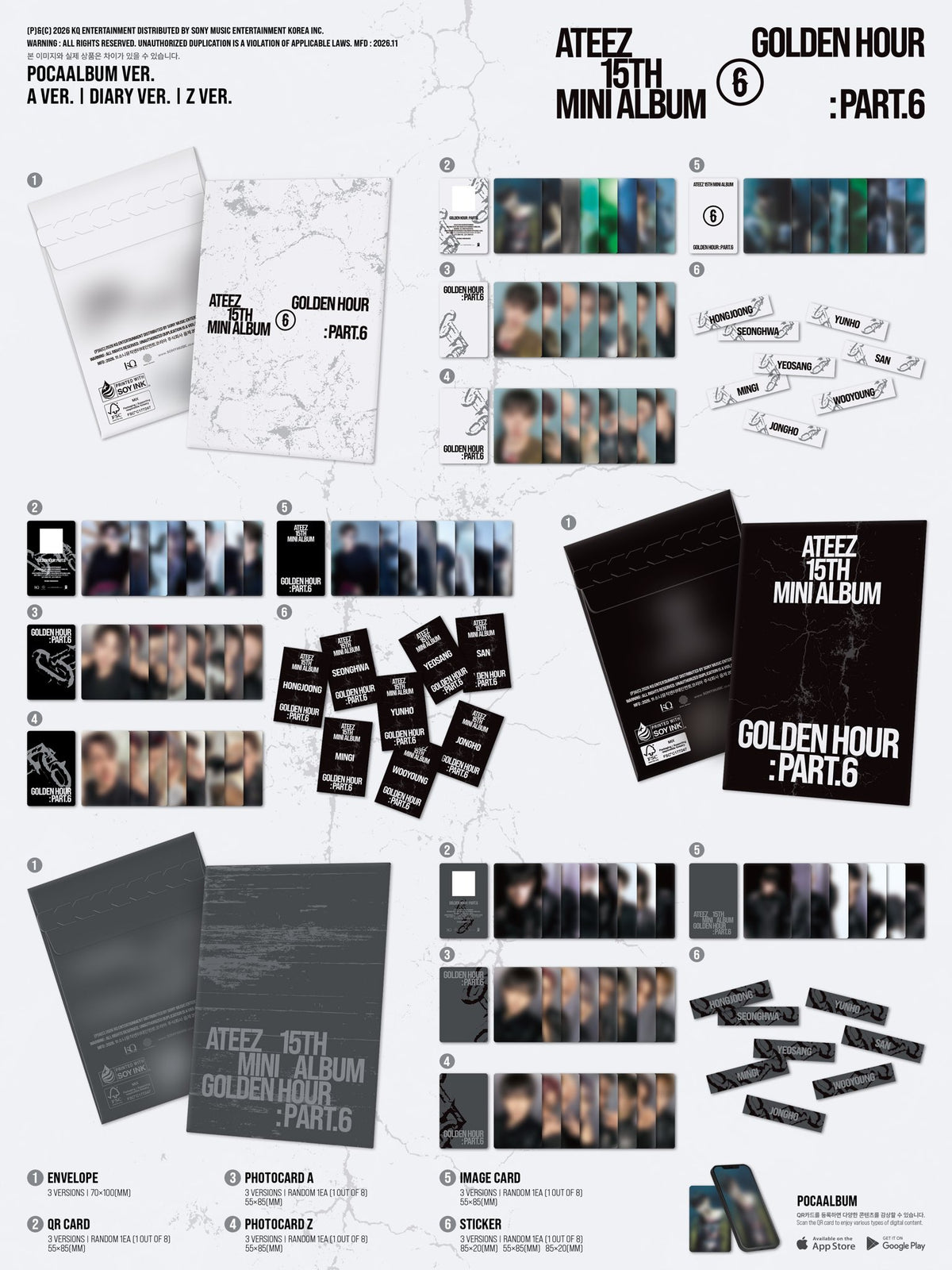 (PRE-ORDER) ATEEZ - GOLDEN HOUR : PART.6 (POCAALBUM VER.) (3 VERSIONS) RANDOM