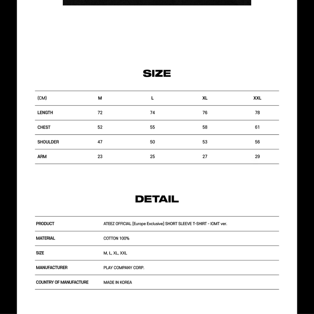 ATEEZ - OFFICIAL EUROPE EXCLUSIVE SHORT SLEEVE T-SHIRT - IOMT VER (4 SIZES) - LightUpK