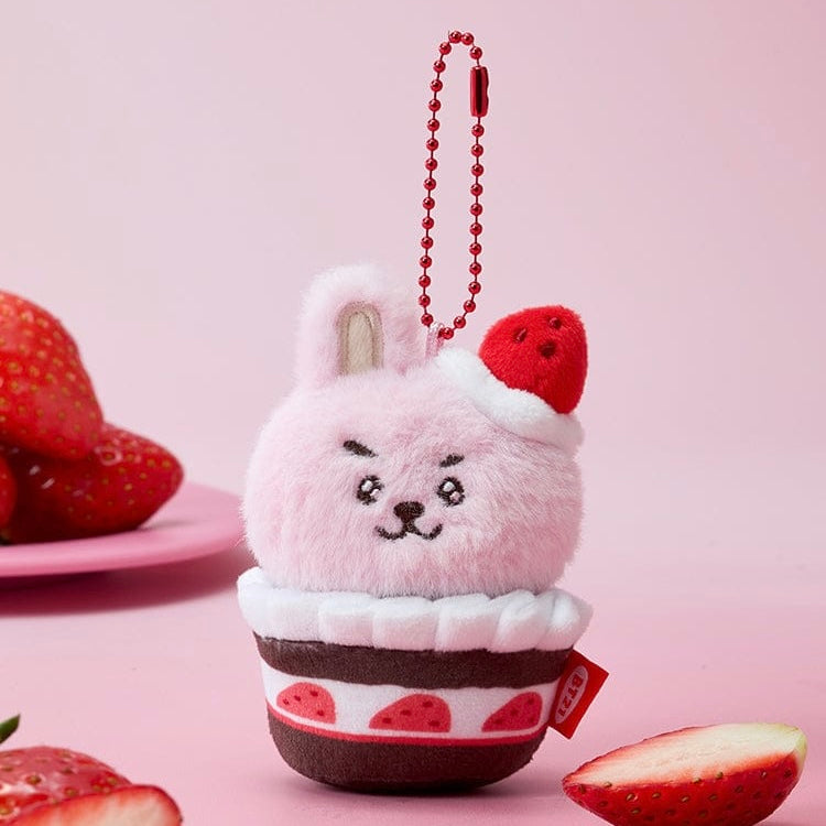 BTS - BT21 STRAWBERRY TART PLUSH KEYRING STRAWBERRY PARTY (7 VERSIONS) - LightUpK