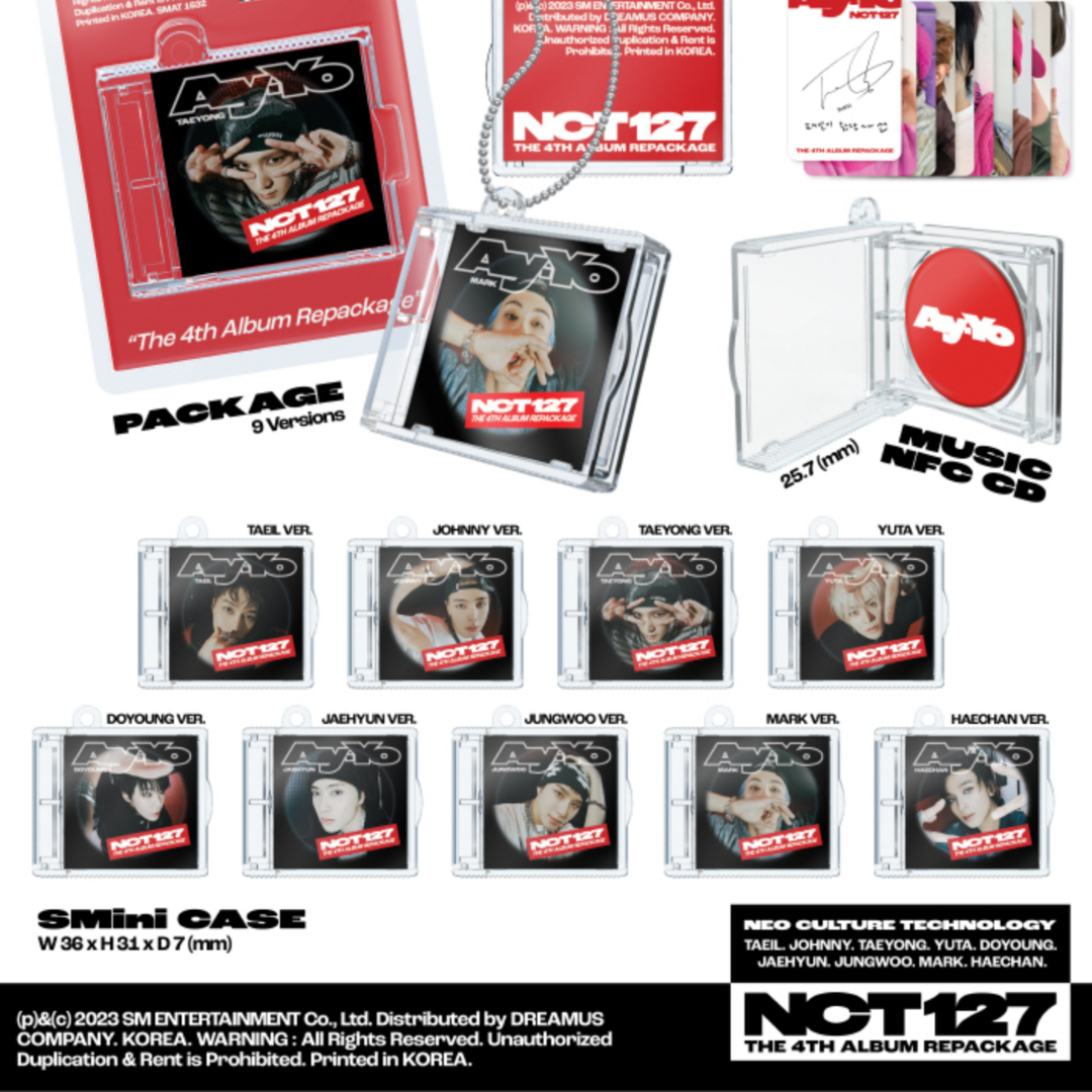 NCT 127 - VOL.4 REPACKAGE 'AY-YO' (SMINI VER.) (SMART ALBUM) (8 VERSIONS) - LightUpK