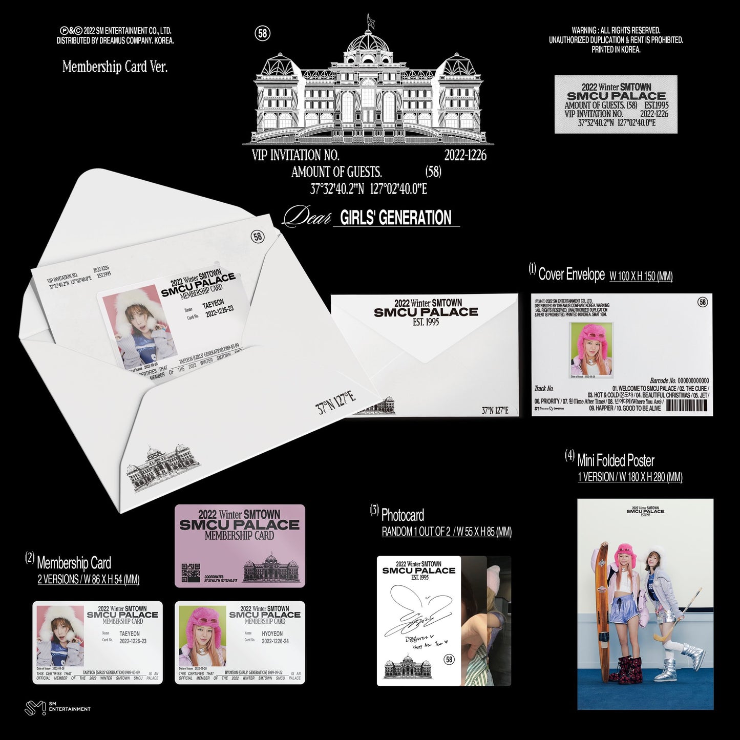 GIRLS' GENERATION (TAEYEON, HYOYEON) - 2022 WINTER SMTOWN : SMCU PALACE (GUEST. GIRLS' GENERATION (TAEYEON, HYOYEON)) (MEMBERSHIP CARD VER.) - LightUpK