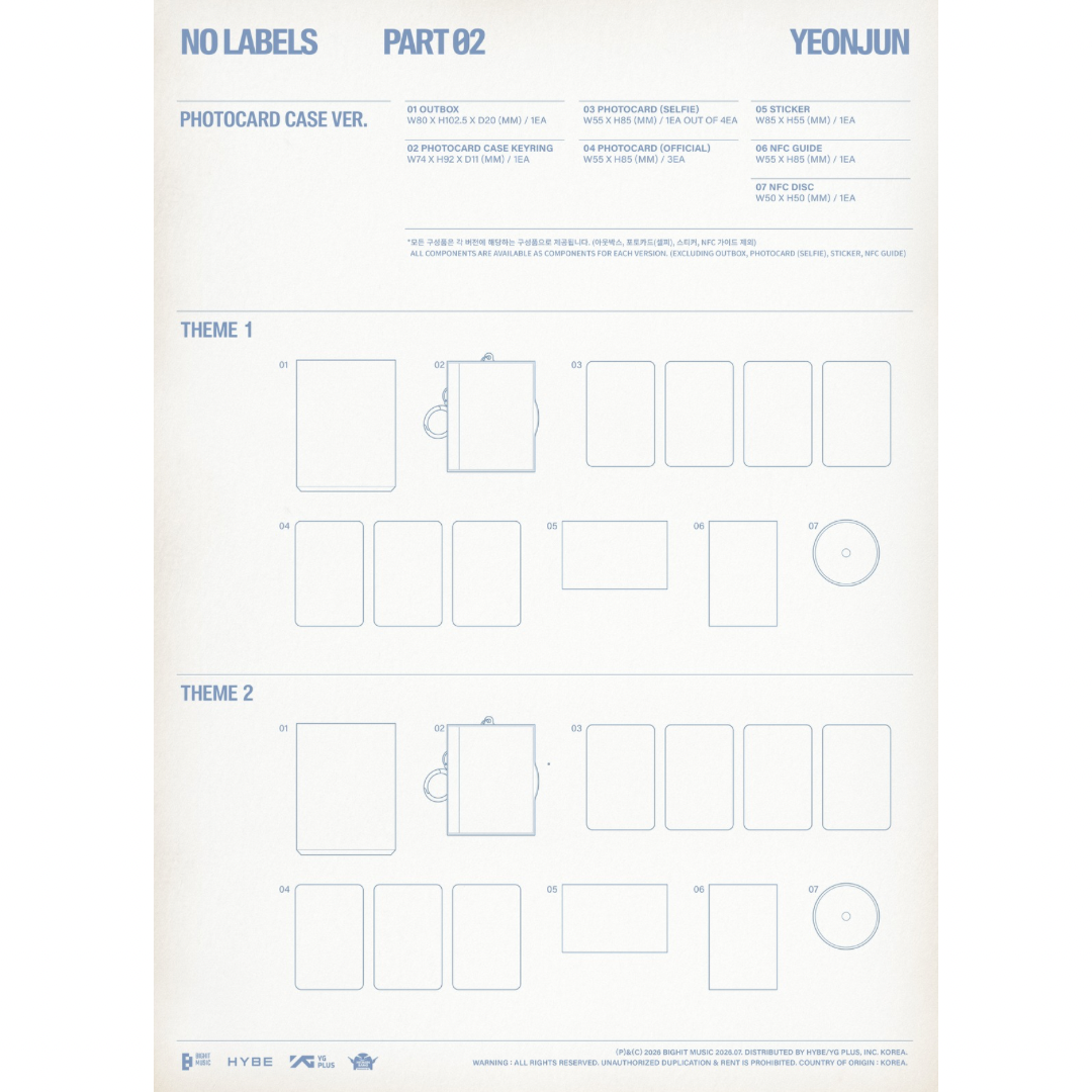 (PRE-ORDER) YEONJUN (TXT) - NO LABELS: PART 02 (PHOTOCARD CASE VER.) (2 VERSIONS) RANDOM