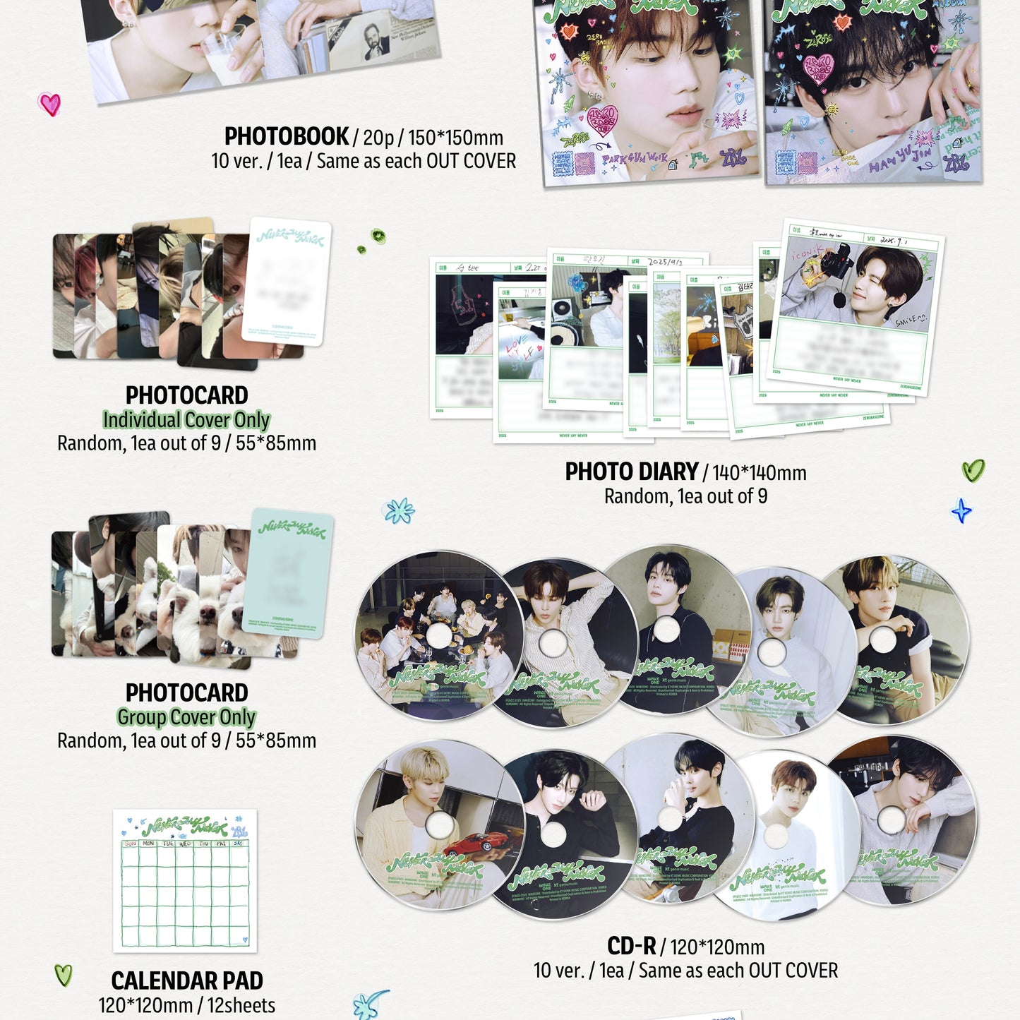 (PRE-ORDER) ZEROBASEONE - THE 1ST FULL ALBUM [NEVER SAY NEVER] DIGIPACK VER. (10 VERSIONS) RANDOM - LightUpK