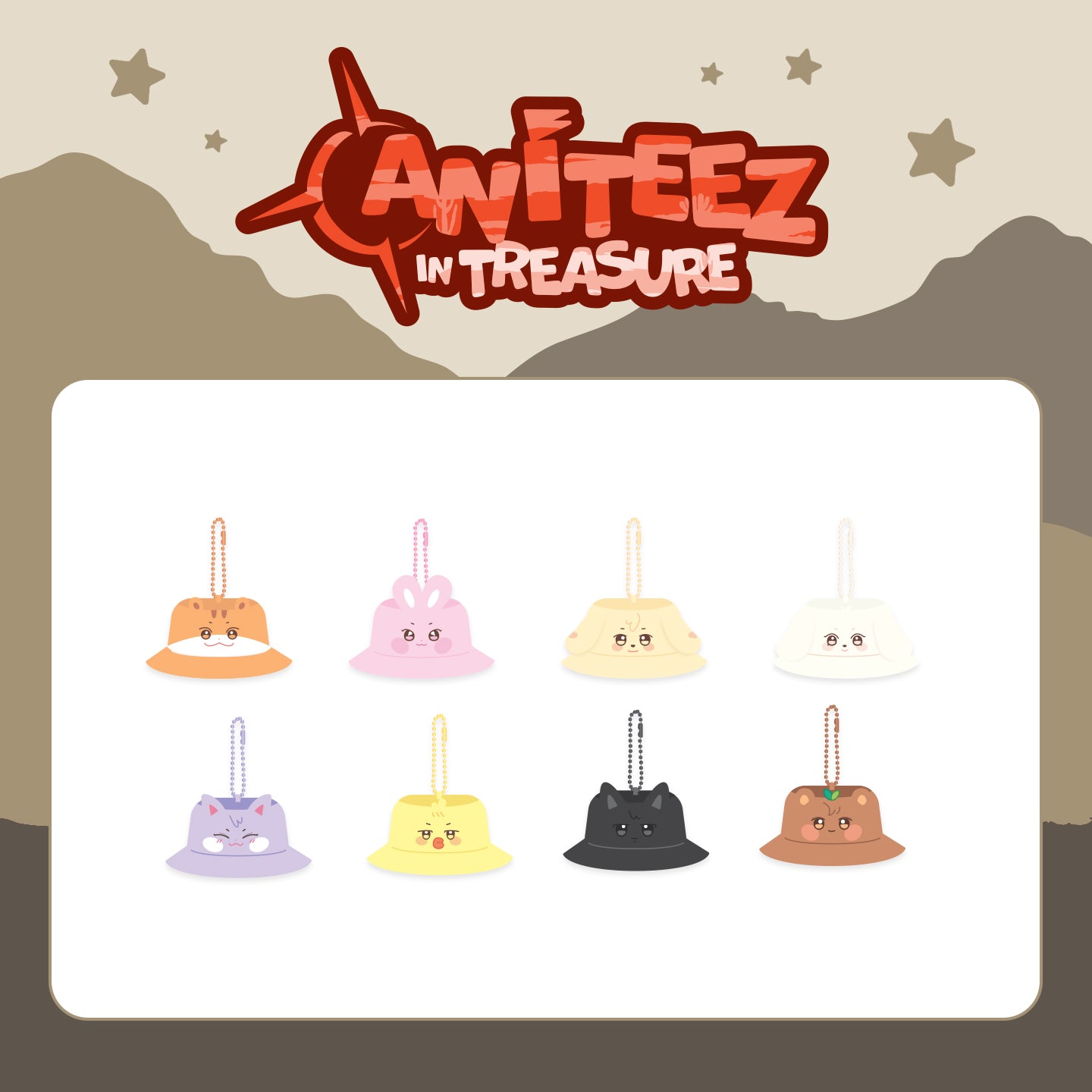 (PRE-ORDER) ATEEZ X ANITEEZ [ANITEEZ IN TREASURE] MD - 16 BUCKET HAT KEYRING (8 VERSIONS) - LightUpK