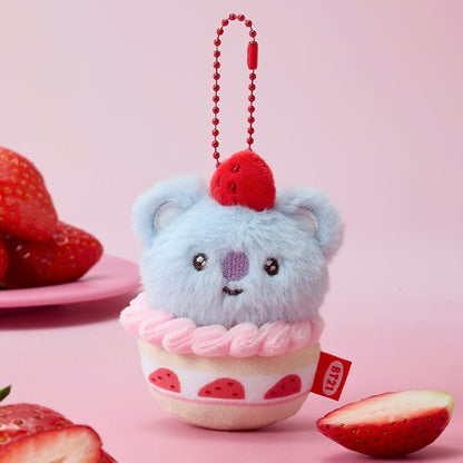 BTS - BT21 STRAWBERRY TART PLUSH KEYRING STRAWBERRY PARTY (7 VERSIONS) - LightUpK
