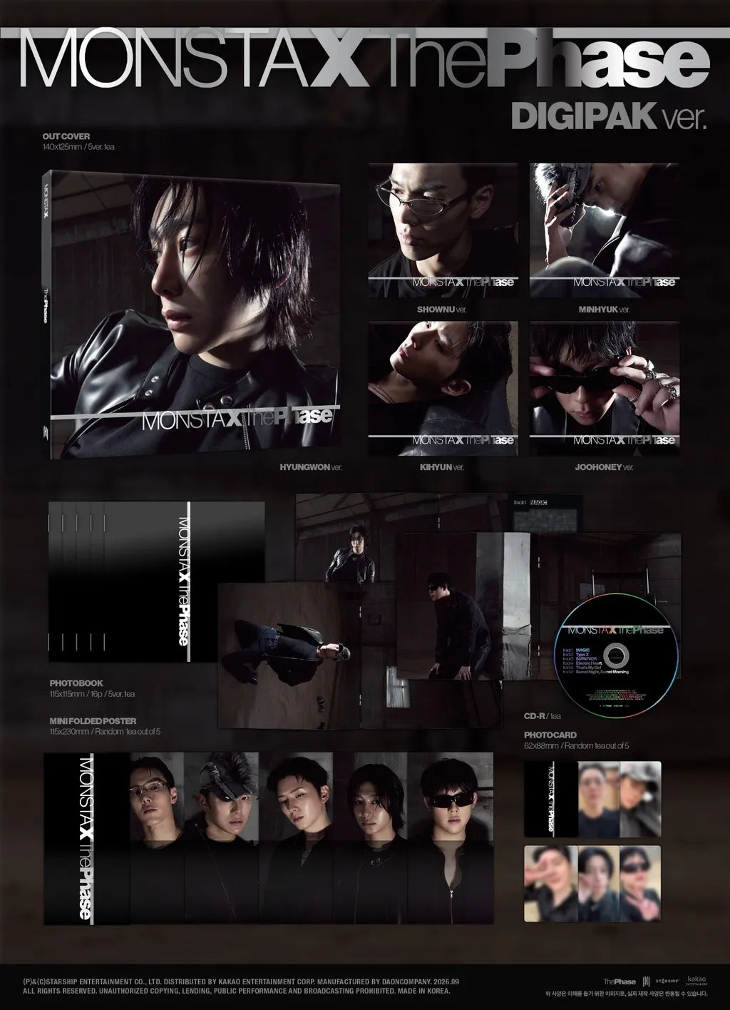 (PRE-ORDER) MONSTA X - THE PHASE (DIGIPACK VER.) (5 VERSIONS) RANDOM