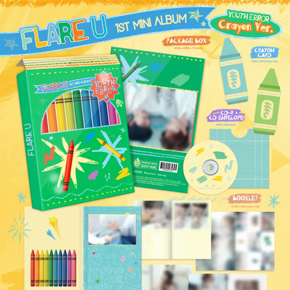 (PRE-ORDER) FLARE U - 1ST MINI ALBUM [YOUTH ERROR] CRAYON VER. - LightUpK