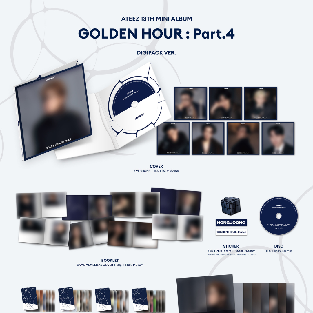 (PRE-ORDER) [HELLO82] [POP-UP EXCLUSIVE] ATEEZ - GOLDEN HOUR : PART.4 MEMBER DIGIPACK (8 VERSIONS) RANDOM