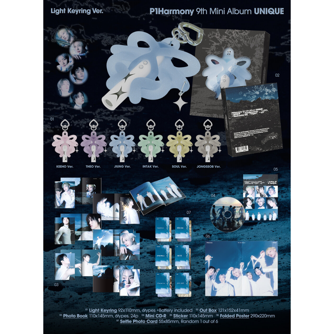 (PRE-ORDER) [HELLO82] P1HARMONY - UNIQUE - LIGHT KEYRING (Member) (6 VERSIONS) RANDOM - LightUpK