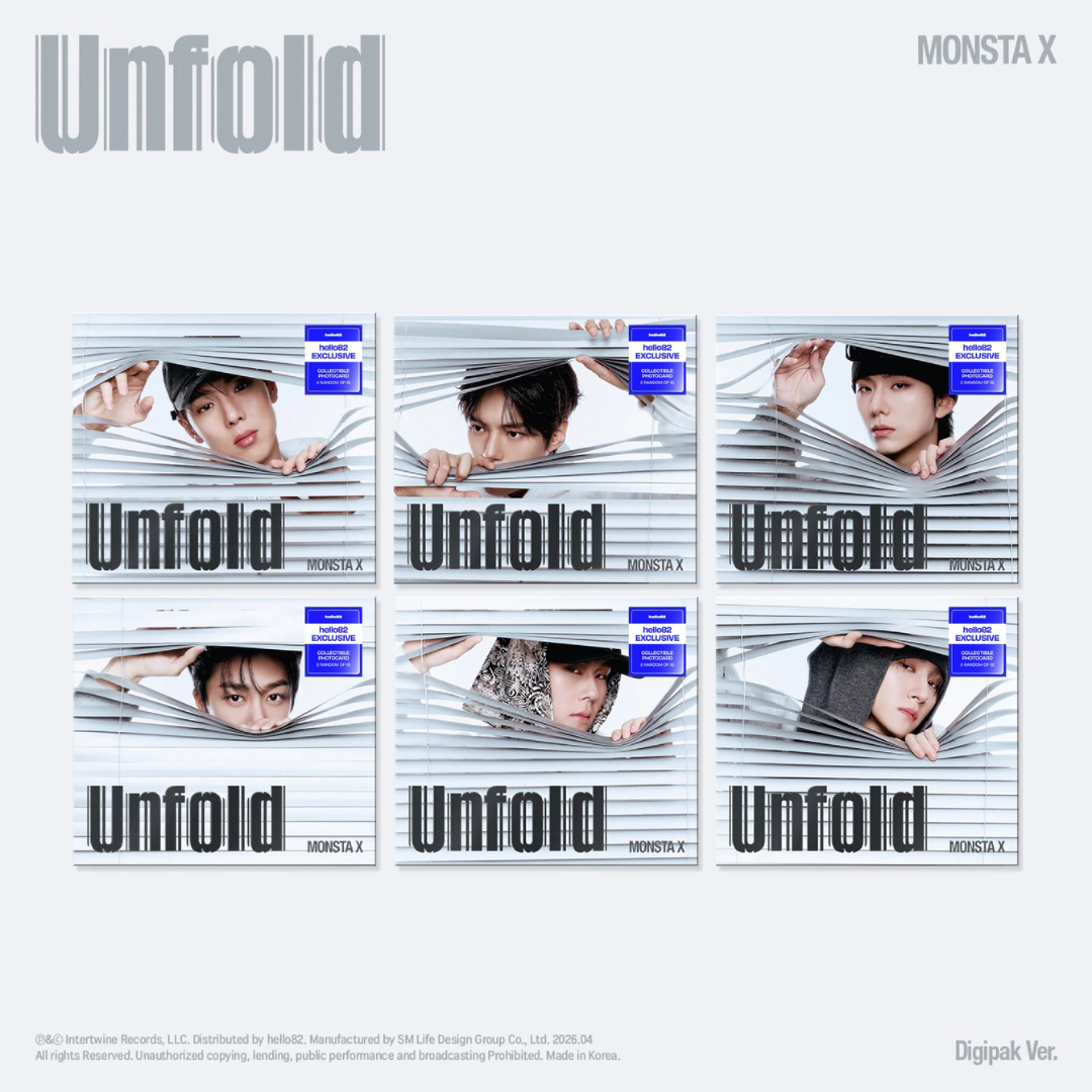 (PRE-ORDER) [HELLO82] [POP-UP EXCLUSIVE] MONSTA X - UNFOLD (DIGIPAK VER.) (6 VERSIONS) RANDOM - LightUpK