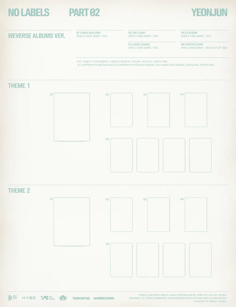 (PRE-ORDER) YEONJUN (TXT) - NO LABELS: PART 02 (WEVERSE ALBUMS VER.) (2 VERSIONS) RANDOM