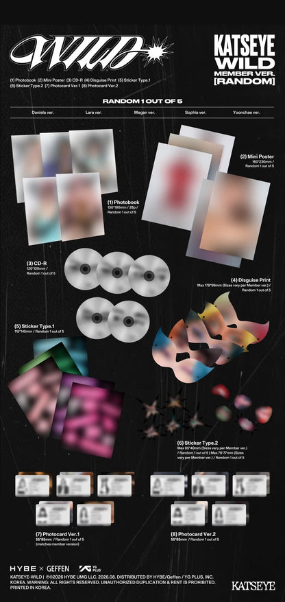 (PRE-ORDER) KATSEYE - WILD (MEMBER VER.) (5 VERSIONS) RANDOM