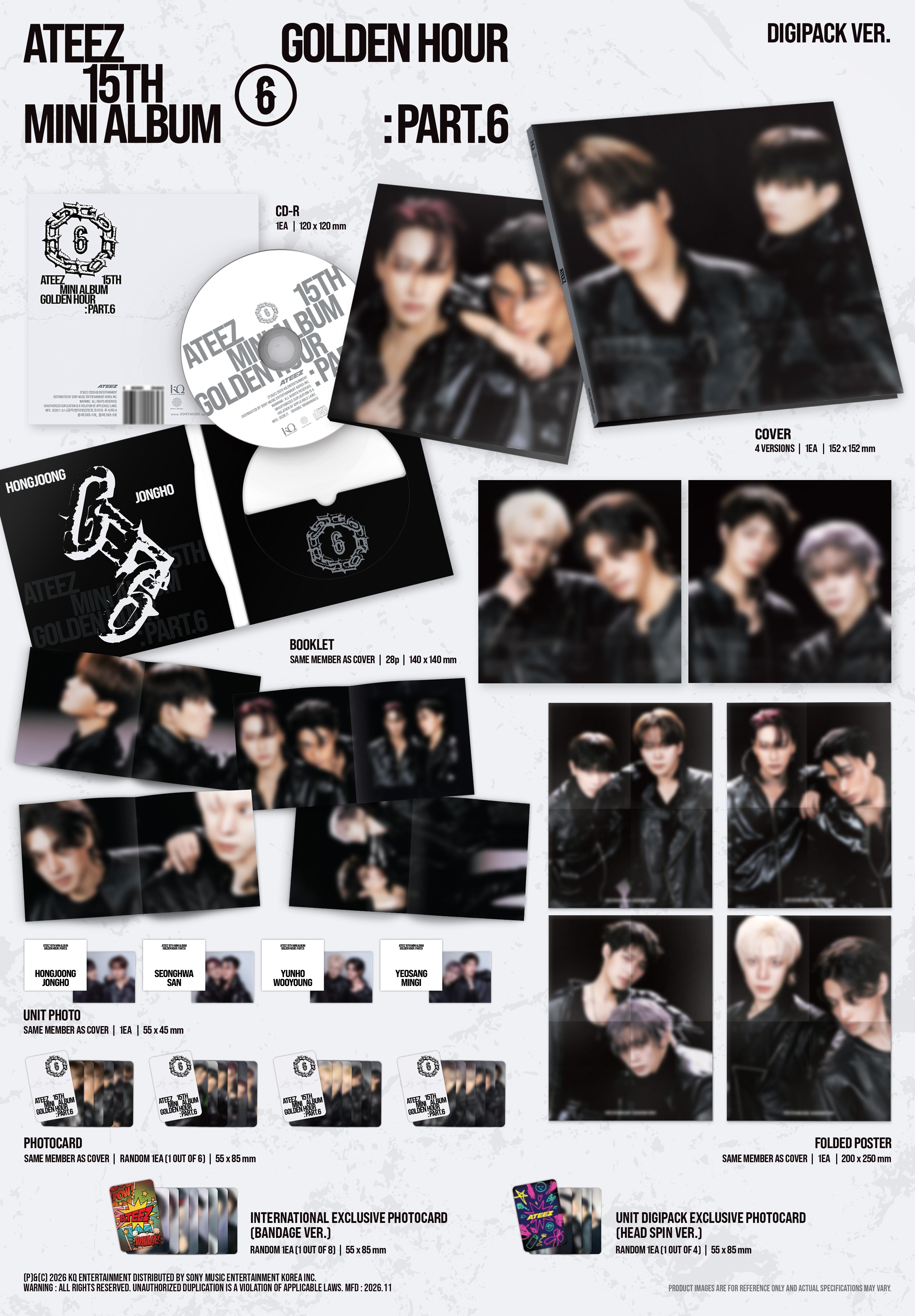 (PRE-ORDER) [hello82] [82EVENT EXCLUSIVE] ATEEZ - GOLDEN HOUR : PART.6 (DIGIPACK UNIT VER.) (4 VERSIONS) RANDOM