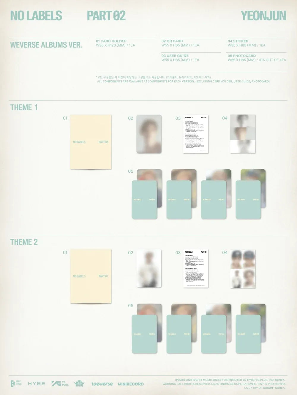 (PRE-ORDER) YEONJUN (TXT) - NO LABELS: PART 02 (WEVERSE ALBUMS VER.) (2 VERSIONS) RANDOM