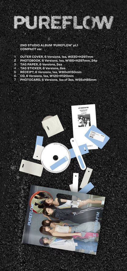 LE SSERAFIM - 2ND STUDIO ALBUM [PUREFLOW PT.1] (COMPACT VER.) (6 VERSIONS)