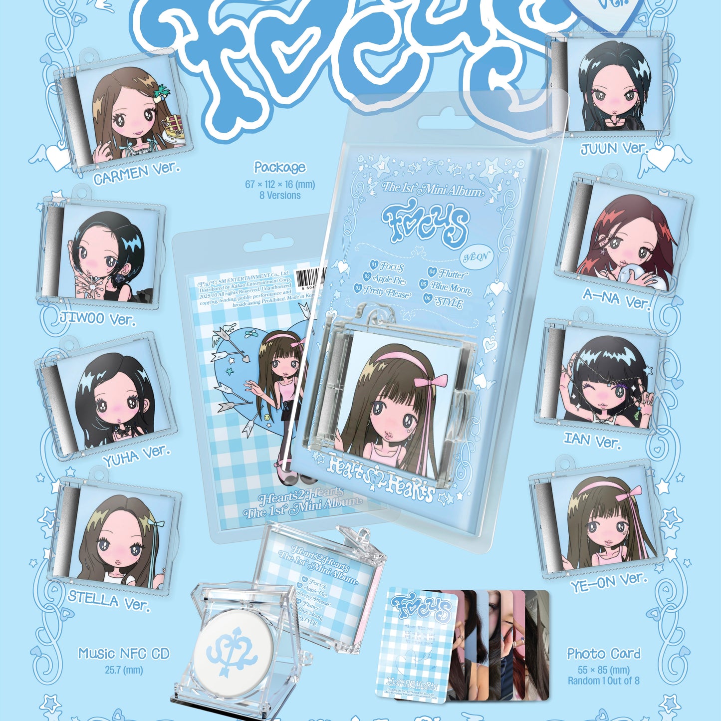 (PRE-ORDER) HEARTS2HEARTS - 1ST MINI ALBUM [FOCUS] (SMINI VER.) (8 VERSIONS) RANDOM - LightUpK