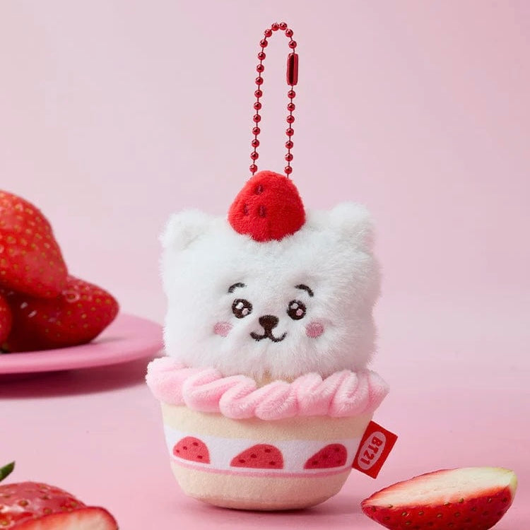 BTS - BT21 STRAWBERRY TART PLUSH KEYRING STRAWBERRY PARTY (7 VERSIONS) - LightUpK