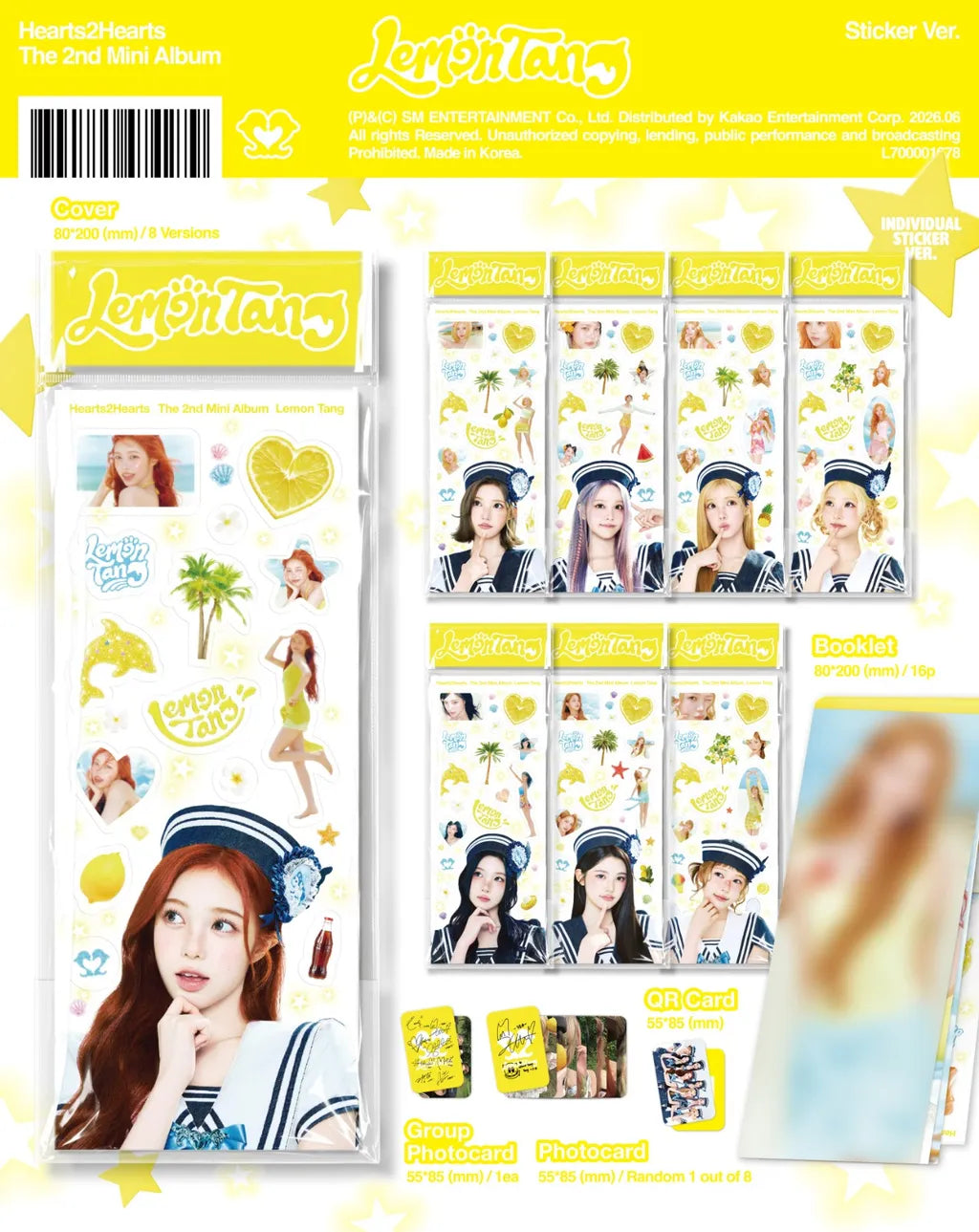 (PRE-ORDER) HEARTS2HEARTS - 2ND MINI ALBUM [LEMON TANG] (STICKER VER.) (8 VERSIONS) RANDOM