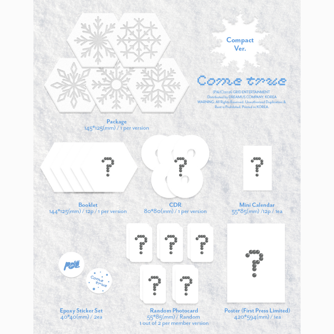 (PRE-ORDER) POW - SINGLE ALBUM [COME TRUE] COMPACT VER. (5 VERSIONS) RANDOM
