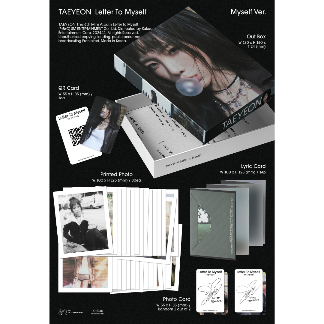 TAEYEON - 6TH MINI ALBUM [LETTER TO MYSELF] (MYSELF VER.) (NEMO VER.) - LightUpK