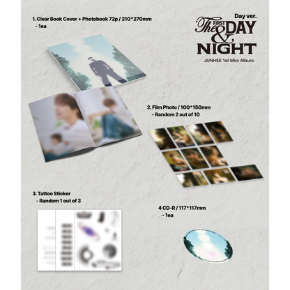 (PRE-ORDER) JUNHEE - 1ST MINI ALBUM [THE FIRST DAY & NIGHT] (2 VERSIONS) RANDOM - LightUpK