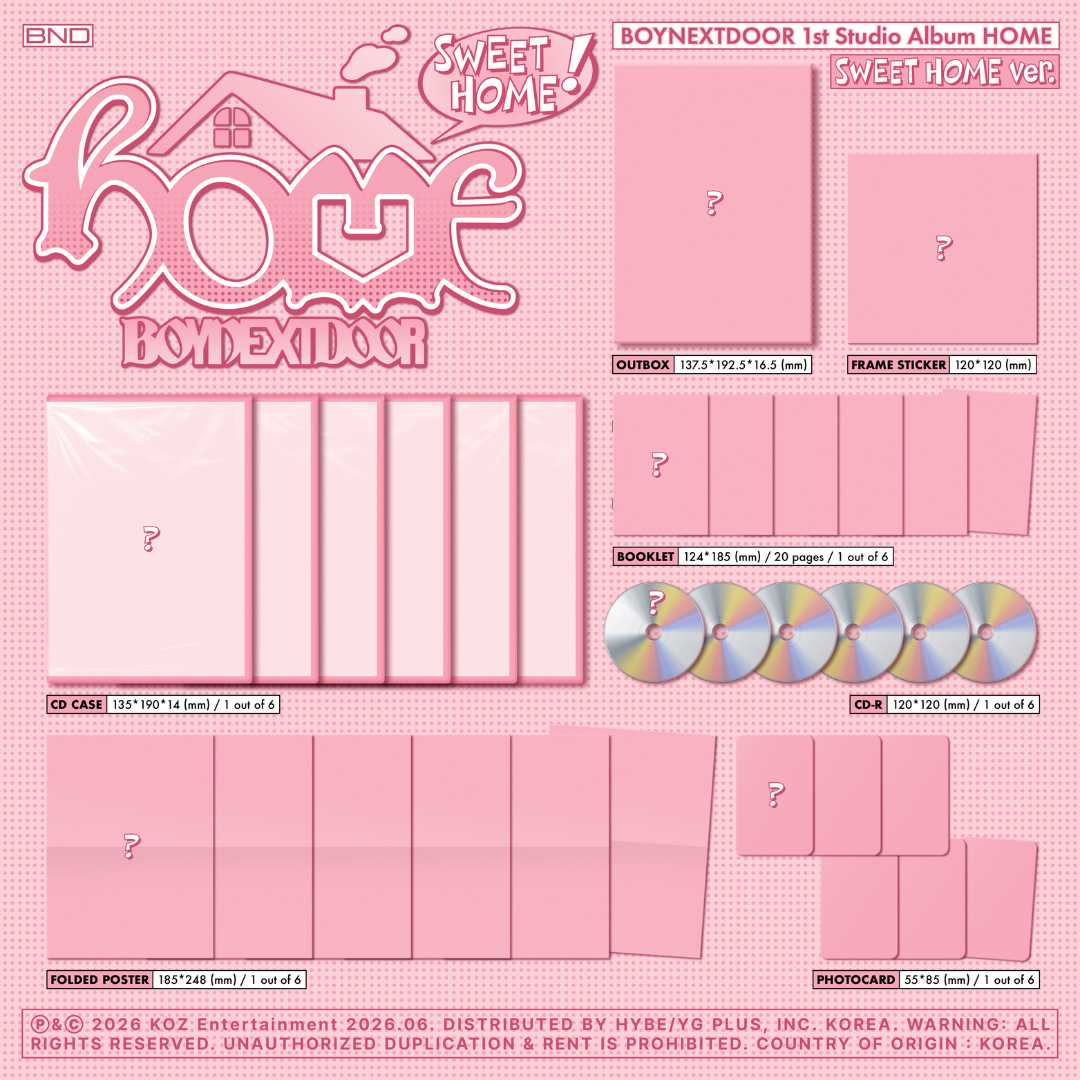 (PRE-ORDER) BOYNEXTDOOR - 1ST STUDIO ALBUM 'HOME' (SWEET HOME VER.) (6 VERSIONS) RANDOM - LightUpK