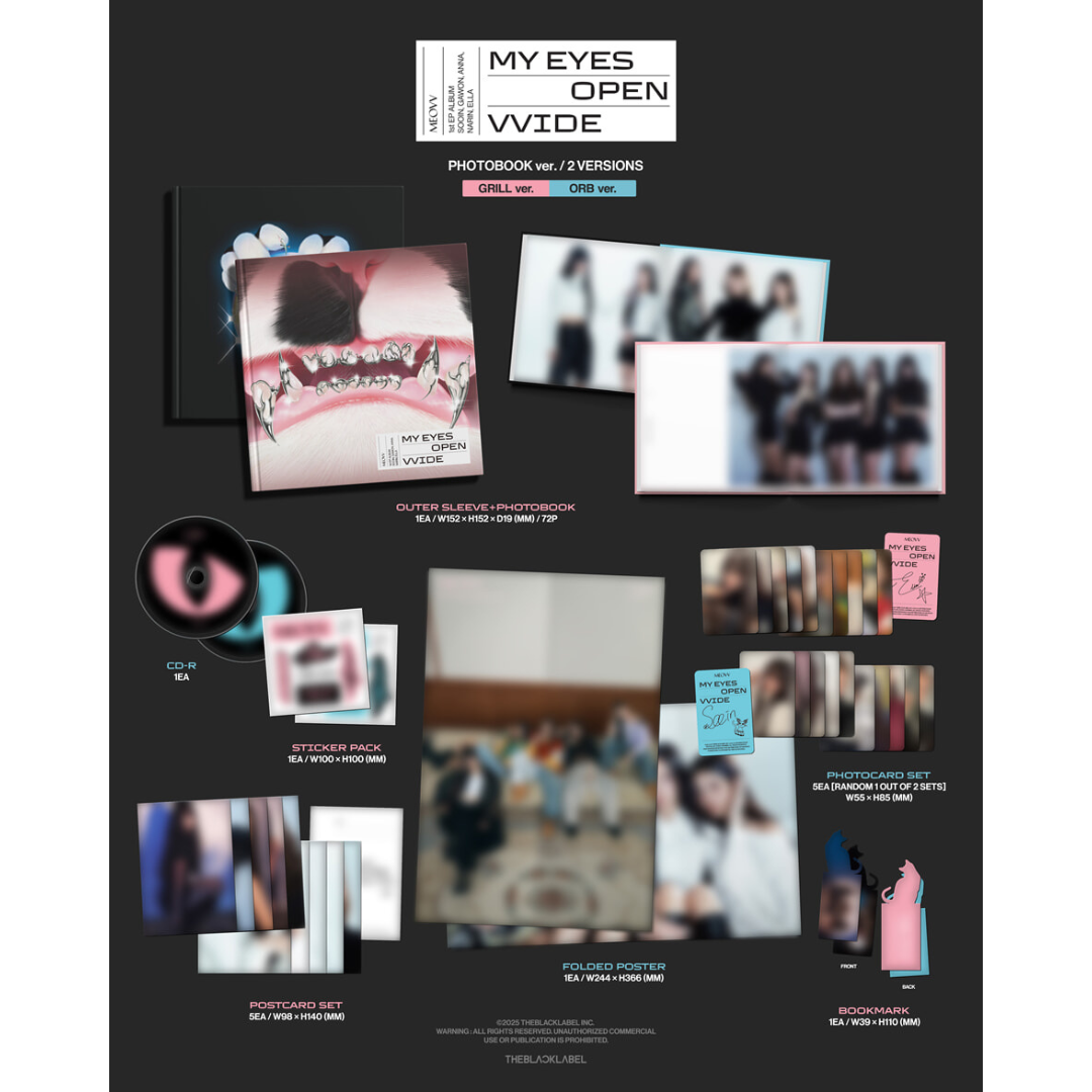 (PRE-ORDER) MEOVV - 1ST EP ALBUM [MY EYES OPEN VVIDE] (PHOTOBOOK VER.) (2 VERSIONS) RANDOM - LightUpK