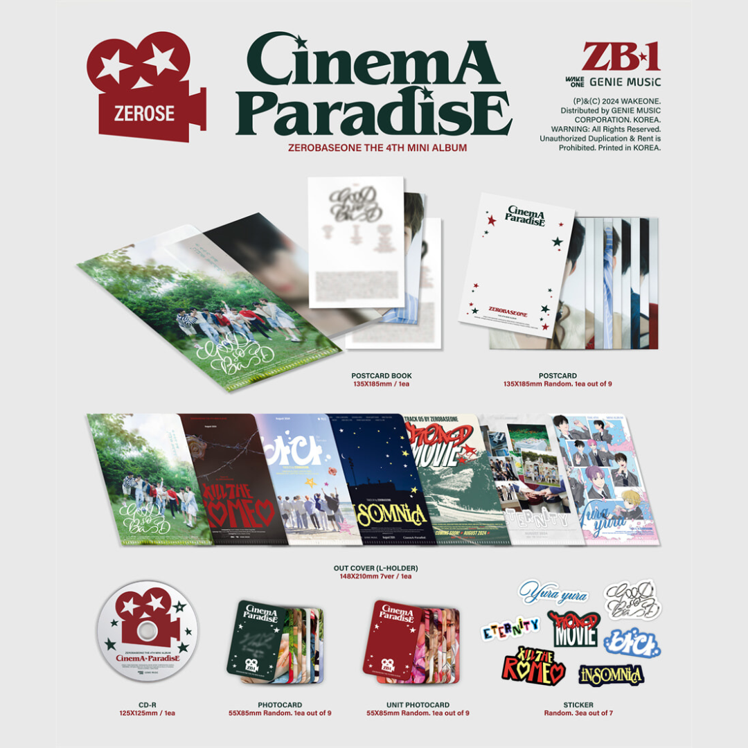 ZEROBASEONE - 4TH MINI ALBUM [CINEMA PARADISE] (ZEROSE VER.) (7 VERSIONS) - LightUpK