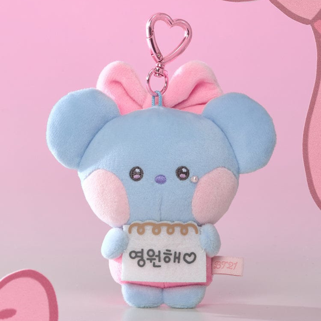BT21 minini I LOVE YOU MESSAGE BOOK PLUSH KEYRING RIBBONED U (7 VERSIONS) - LightUpK