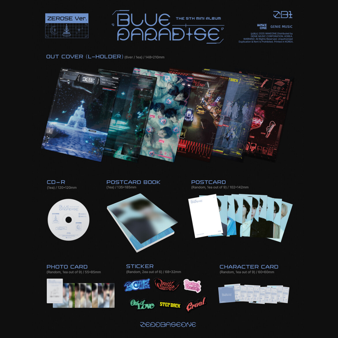 ZEROBASEONE - 5TH MINI ALBUM [BLUE PARADISE] ZEROSE VER. (6 VERSIONS) - LightUpK