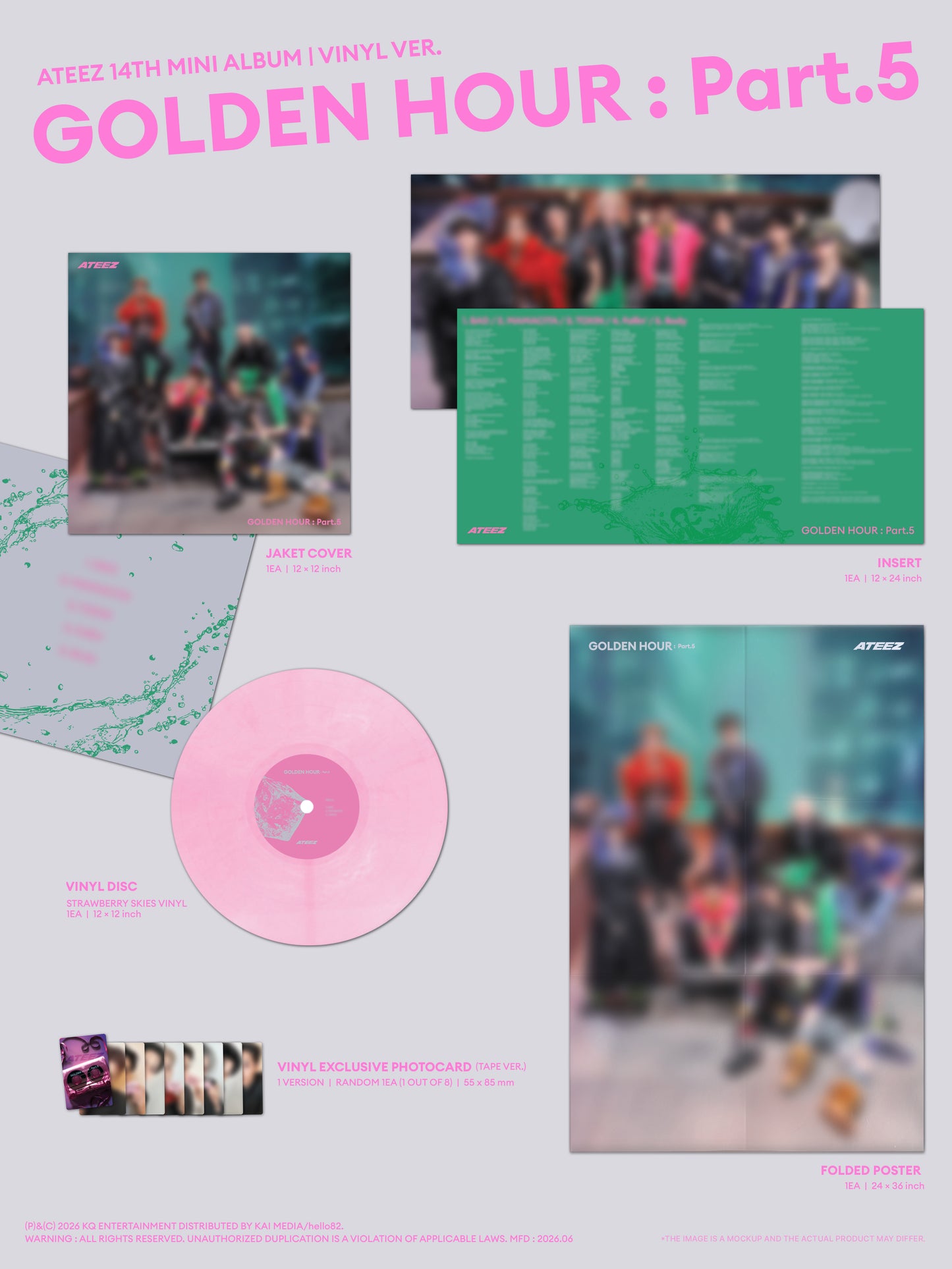 (PRE-ORDER) [hello82] [POP-UP EXCLUSIVE] ATEEZ - GOLDEN HOUR : PART.5 VINYL