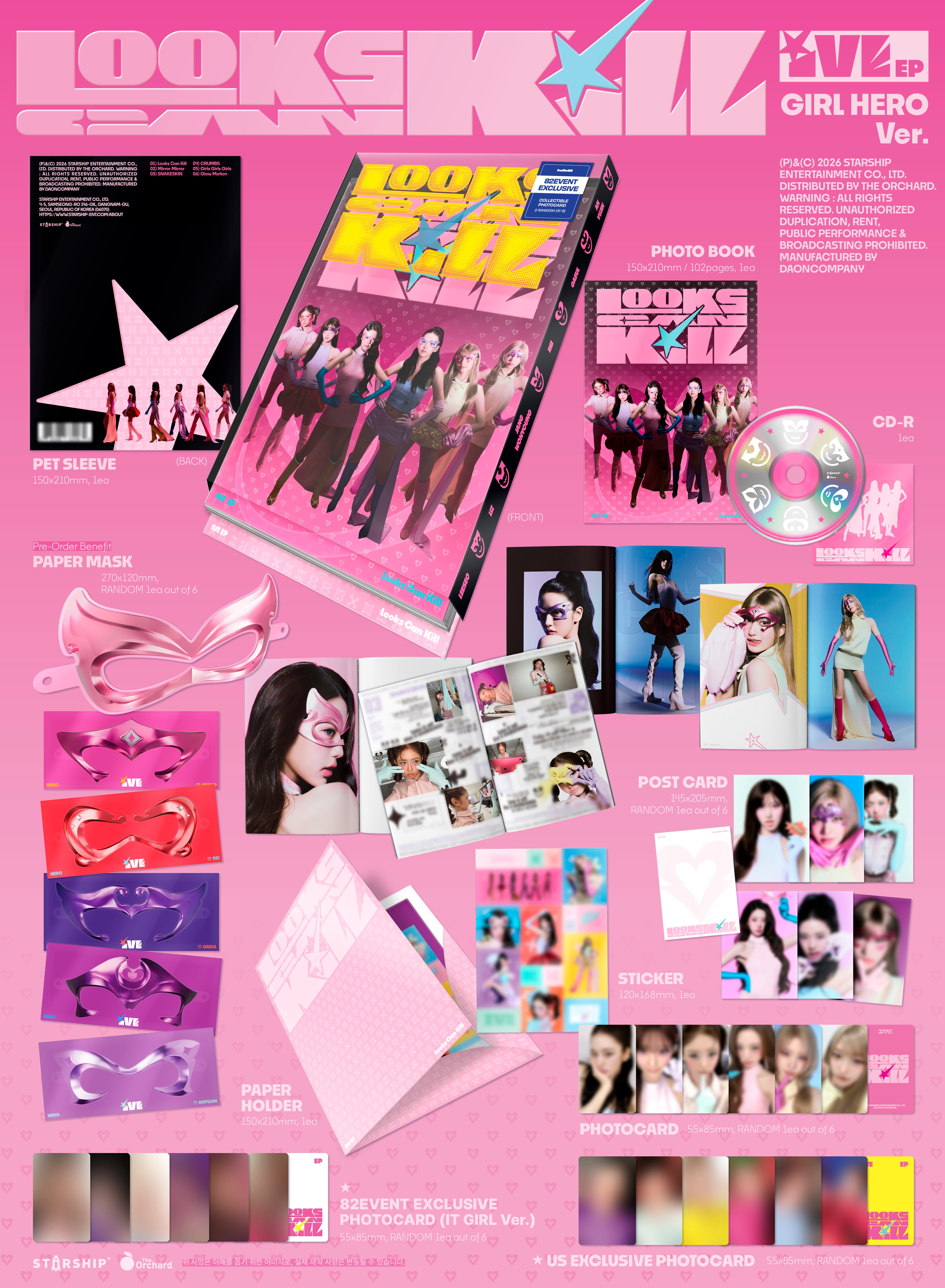 (PRE-ORDER) [hello82] [82EVENT EXCLUSIVE] IVE EP [LOOKS CAN KILL] (2 VERSIONS) - LightUpK