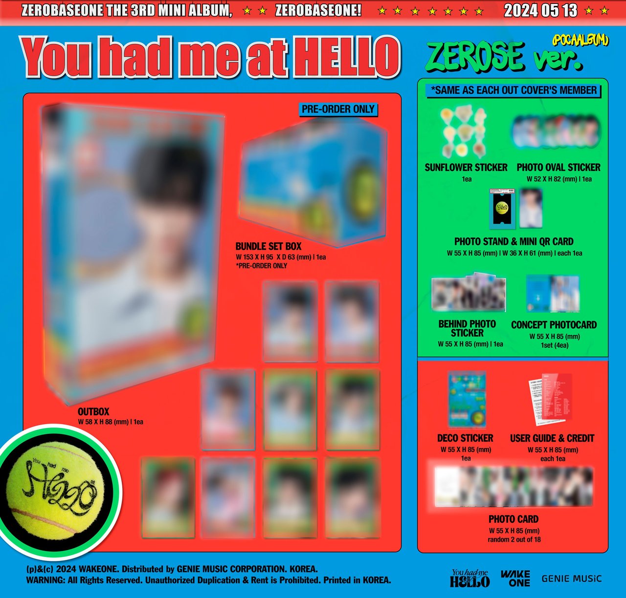 (PRE-ORDER) ZEROBASEONE - 3RD MINI ALBUM [YOU HAD ME AT HELLO] (ZEROSE VER.) [POCAALBUM] (9 VERSIONS) RANDOM