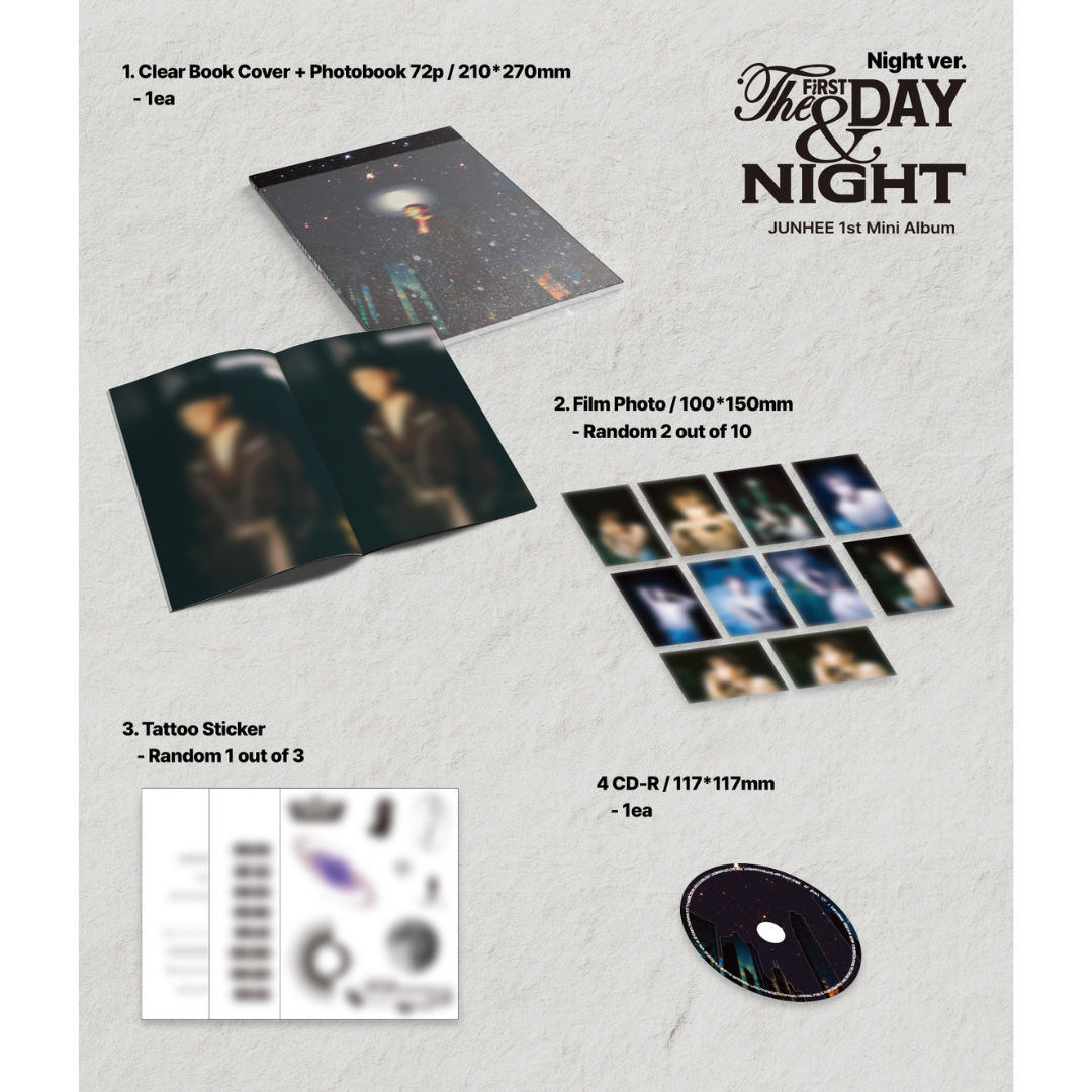 (PRE-ORDER) JUNHEE - 1ST MINI ALBUM [THE FIRST DAY & NIGHT] (2 VERSIONS) RANDOM - LightUpK