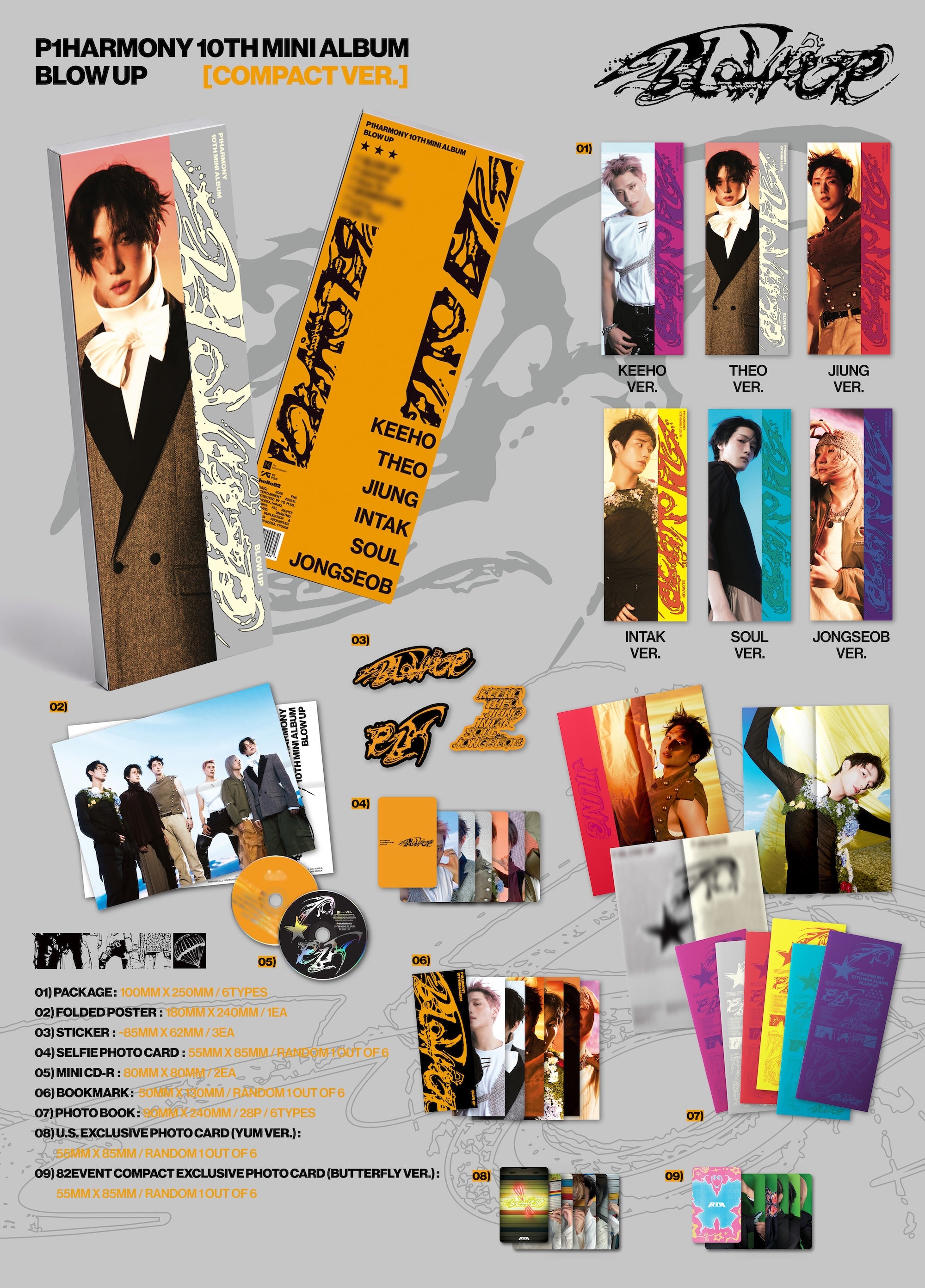 (PRE-ORDER) [hello82] [82EVENT EXCLUSIVE] P1HARMONY - BLOW UP (MEMBER COMPACT) (6 VERSIONS) RANDOM - LightUpK