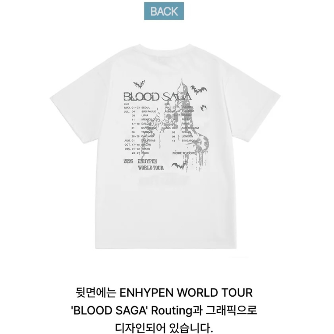 ENHYPEN - BLOOD SAGA WORLD TOUR OFFICIAL MD S/S T-SHIRT (WHITE) (2 SIZES)