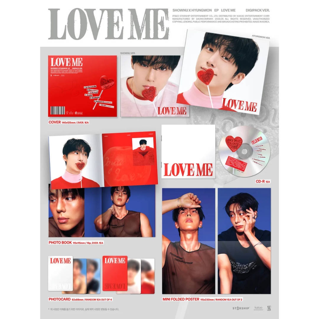 (PRE-ORDER) SHOWNU X HYUNGWON - EP [LOVE ME] (DIGIPACK VER.) (2 VERSIONS) RANDOM - LightUpK