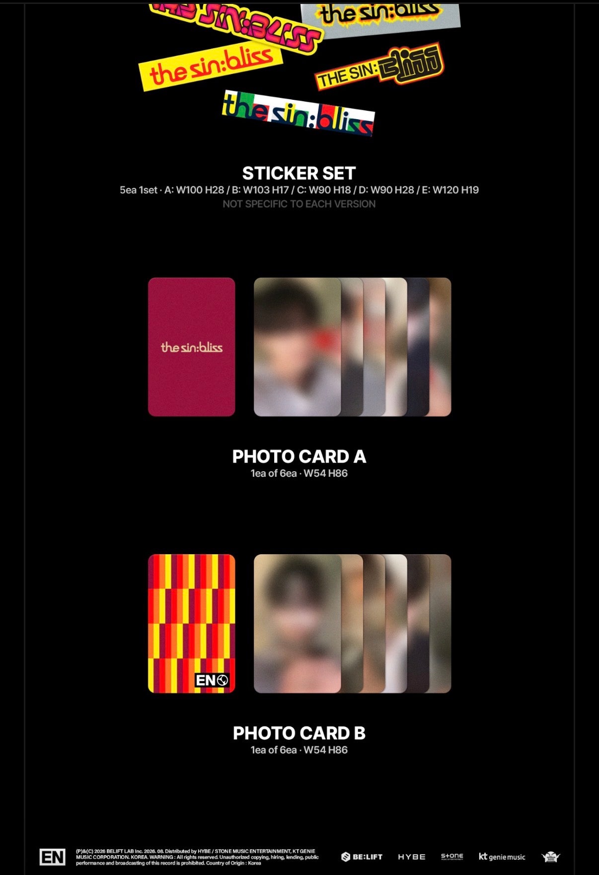 (PRE-ORDER) ENHYPEN - THE SIN: BLISS (4 VERSIONS) RANDOM