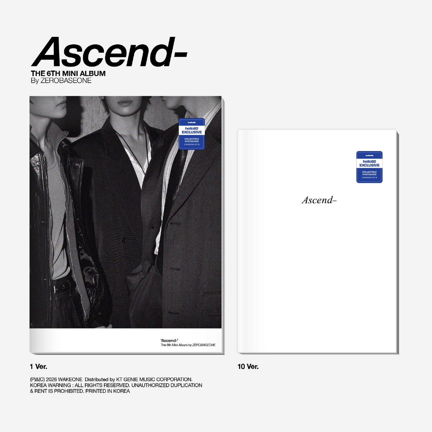 (PRE-ORDER) [HELLO82] [HELLO82 EXCLUSIVE] ZEROBASEONE - ASCEND- (2 VERSIONS) - LightUpK