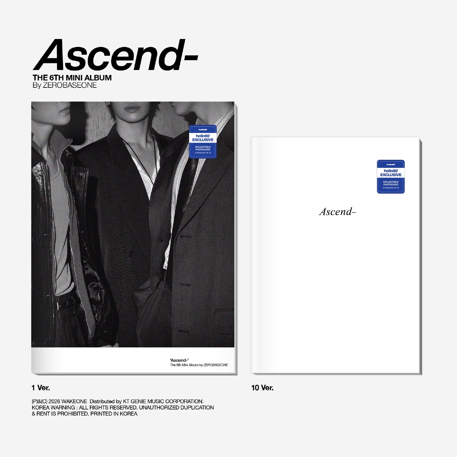 (PRE-ORDER) [HELLO82] [HELLO82 EXCLUSIVE] ZEROBASEONE - ASCEND- (2 VERSIONS) - LightUpK