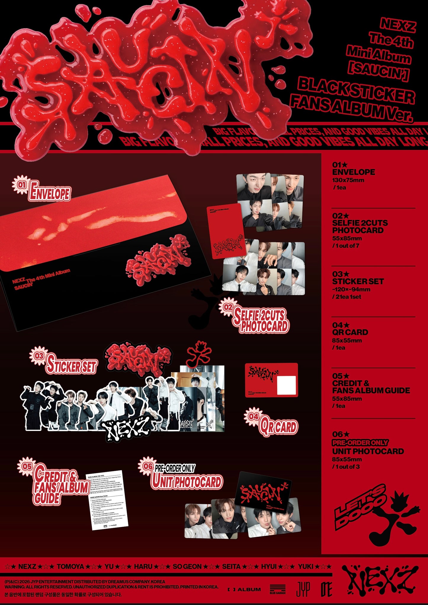 (PRE-ORDER) NEXZ - 4TH MINI ALBUM [SAUCIN'] STICKER FANS ALBUM VER. (2 VERSIONS) RANDOM