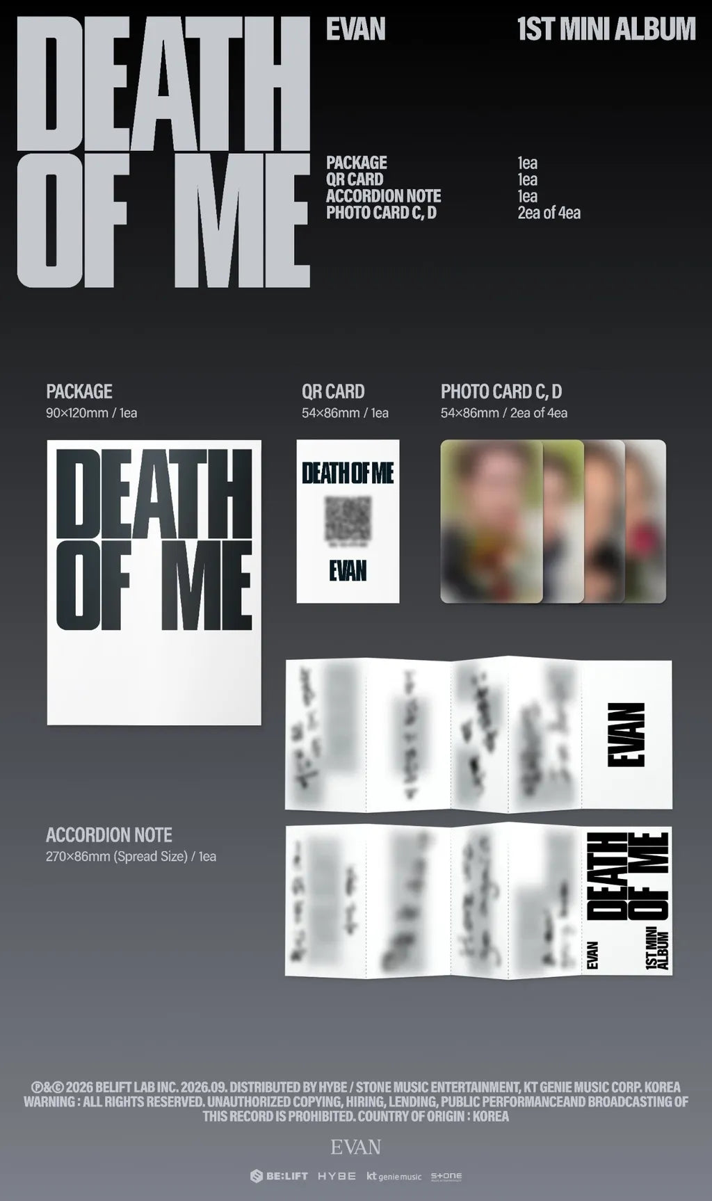 (PRE-ORDER) EVAN - DEATH OF ME (WEVERSE ALBUM VER.)