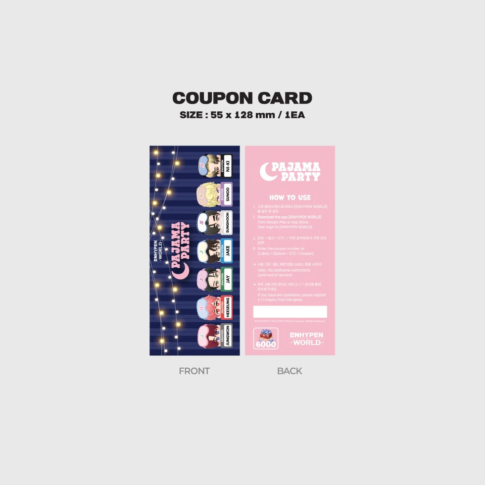 (PRE-ORDER) ENHYPEN - WORLD COUPON CARD COLLECTION (PAJAMA PARTY SPECIAL VER.) - LightUpK