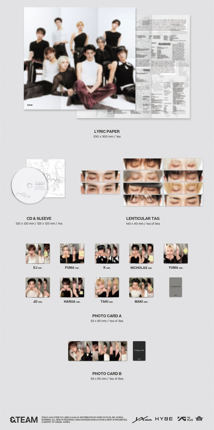 (PRE-ORDER) &TEAM - KR 2ND MINI ALBUM [MARK ON ME] SOLO VER. (9 VERSIONS) RANDOM