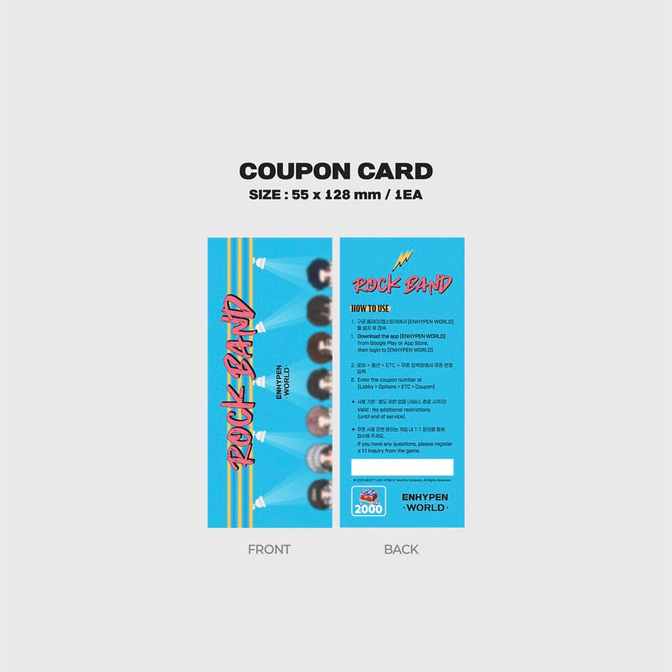 (PRÉCOMMANDE) ENHYPEN - COLLECTION DE CARTES DE COUPON MONDIALES (VERSION BASIQUE ROCK BAND)
