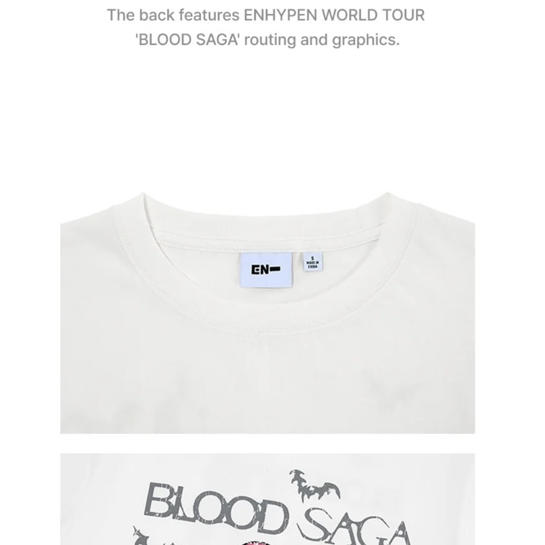 ENHYPEN - BLOOD SAGA WORLD TOUR OFFICIAL MD S/S T-SHIRT (WHITE) (2 SIZES)