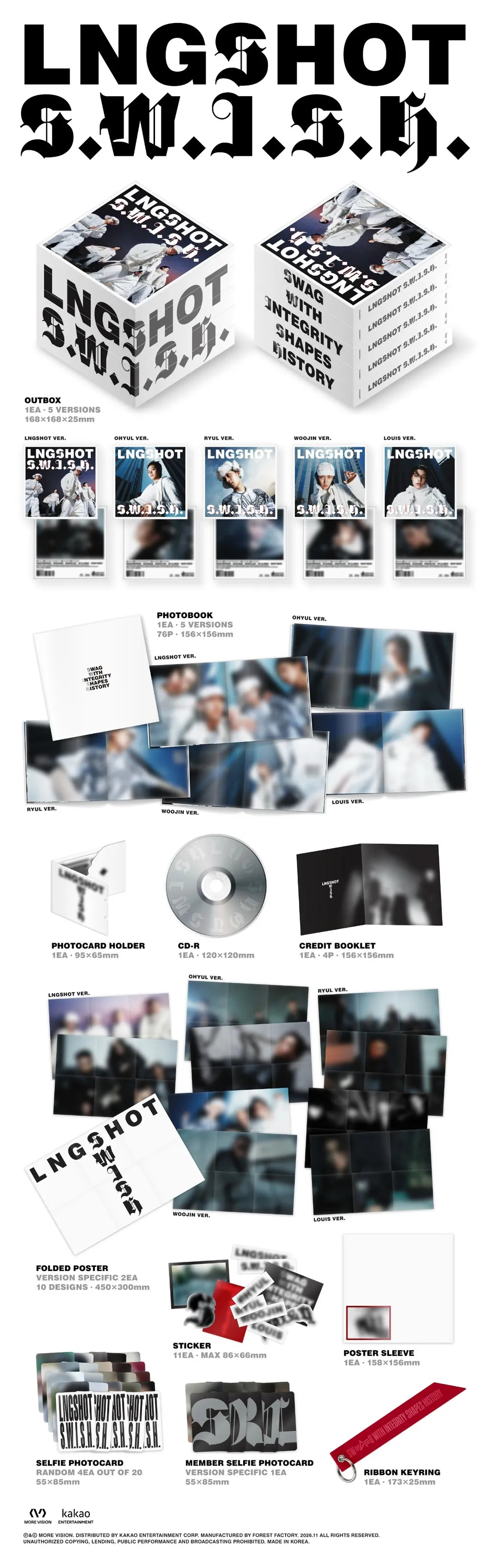 (PRE-ORDER) LNGSHOT - EP [S.W.I.S.H.] (STANDARD VER.) (5 VERSIONS) RANDOM