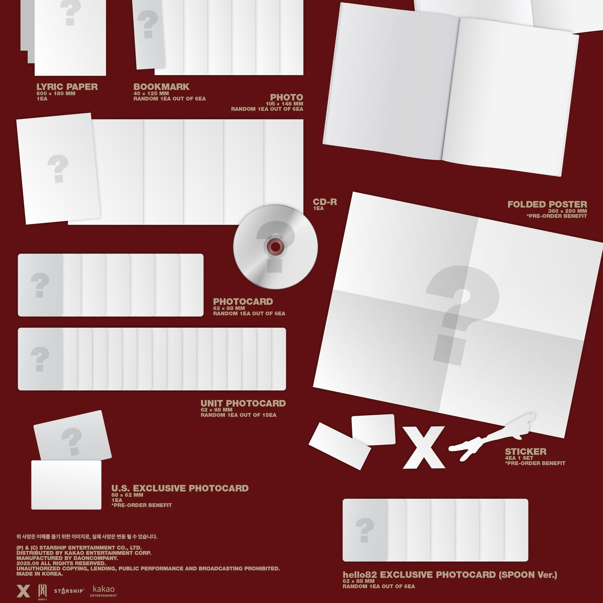 (PRE-ORDER) [HELLO82] [HELLO82 EXCLUSIVE] MONSTA X - THE X (4 VERSIONS) - LightUpK