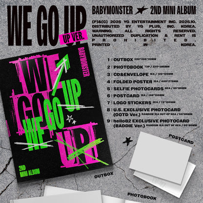 (PRE-ORDER) [HELLO82] (HELLO82 EXCLUSIVE) BABYMONSTER - WE GO UP (3 VERSIONS) - LightUpK